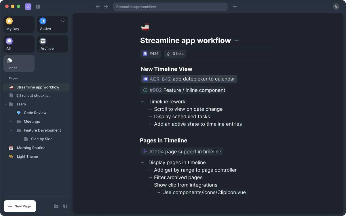 Linear feature preview